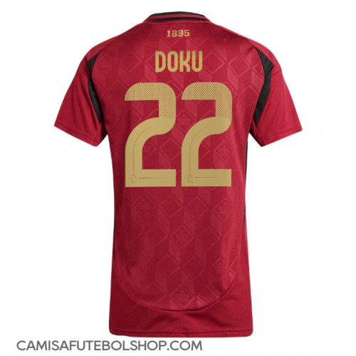 Camisa de time de futebol Bélgica Jeremy Doku #22 Replicas 1º Equipamento Feminina Europeu 2024 Manga Curta